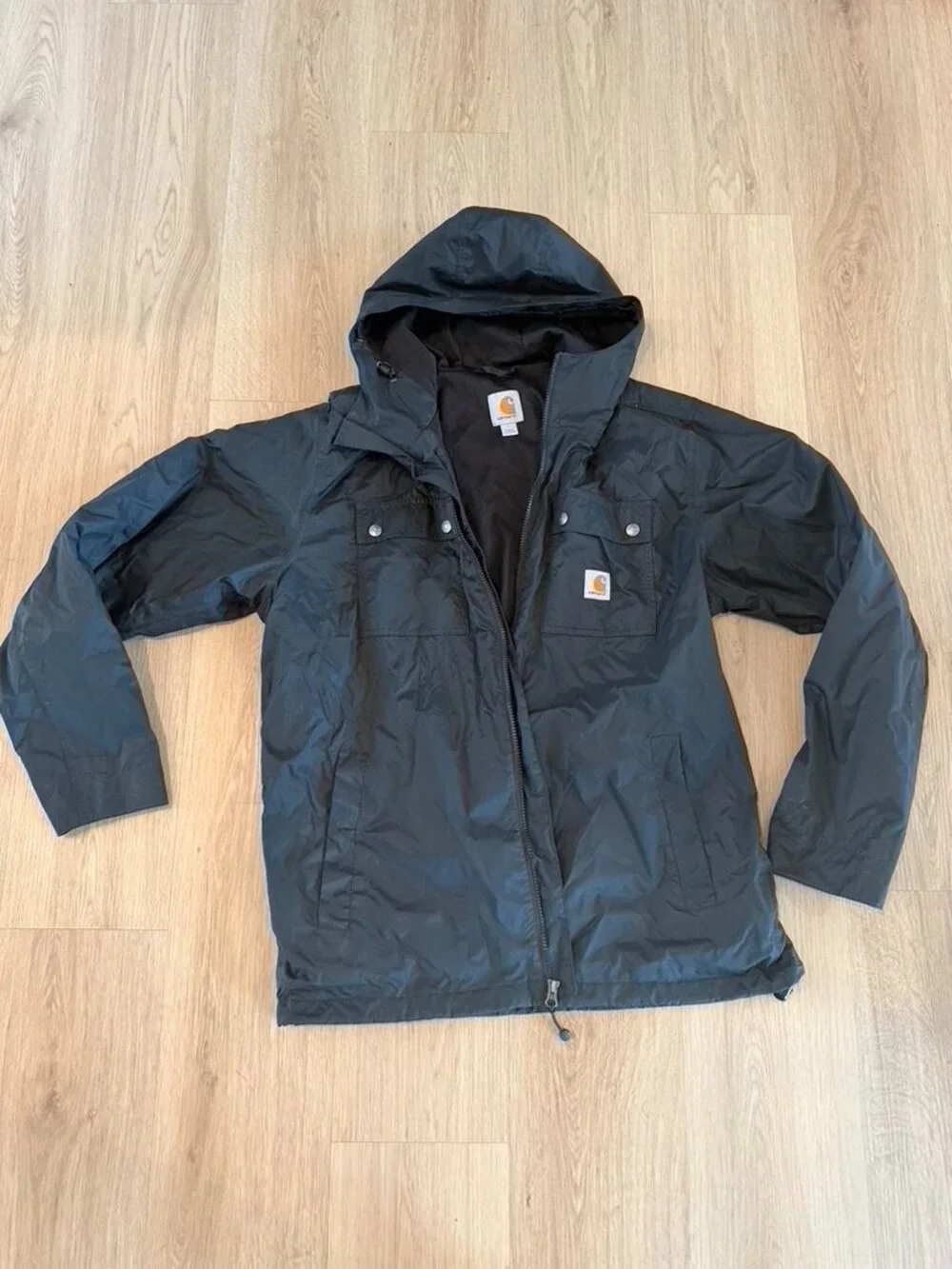 Men’s Carhartt hooded rain jacket Large Black